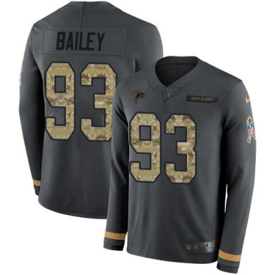 Nike Atlanta Falcons #93 Allen Bailey Anthracite Salute to Service Youth Stitched NFL Limited Therma Long Sleeve Jersey Youth